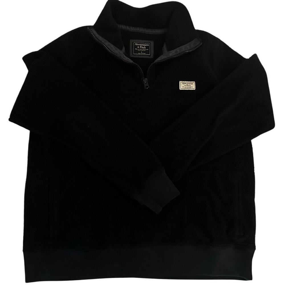 Abercrombie & Fitch Black 3/4 Zip Up, Pull Over, Fleece, Sweater- L